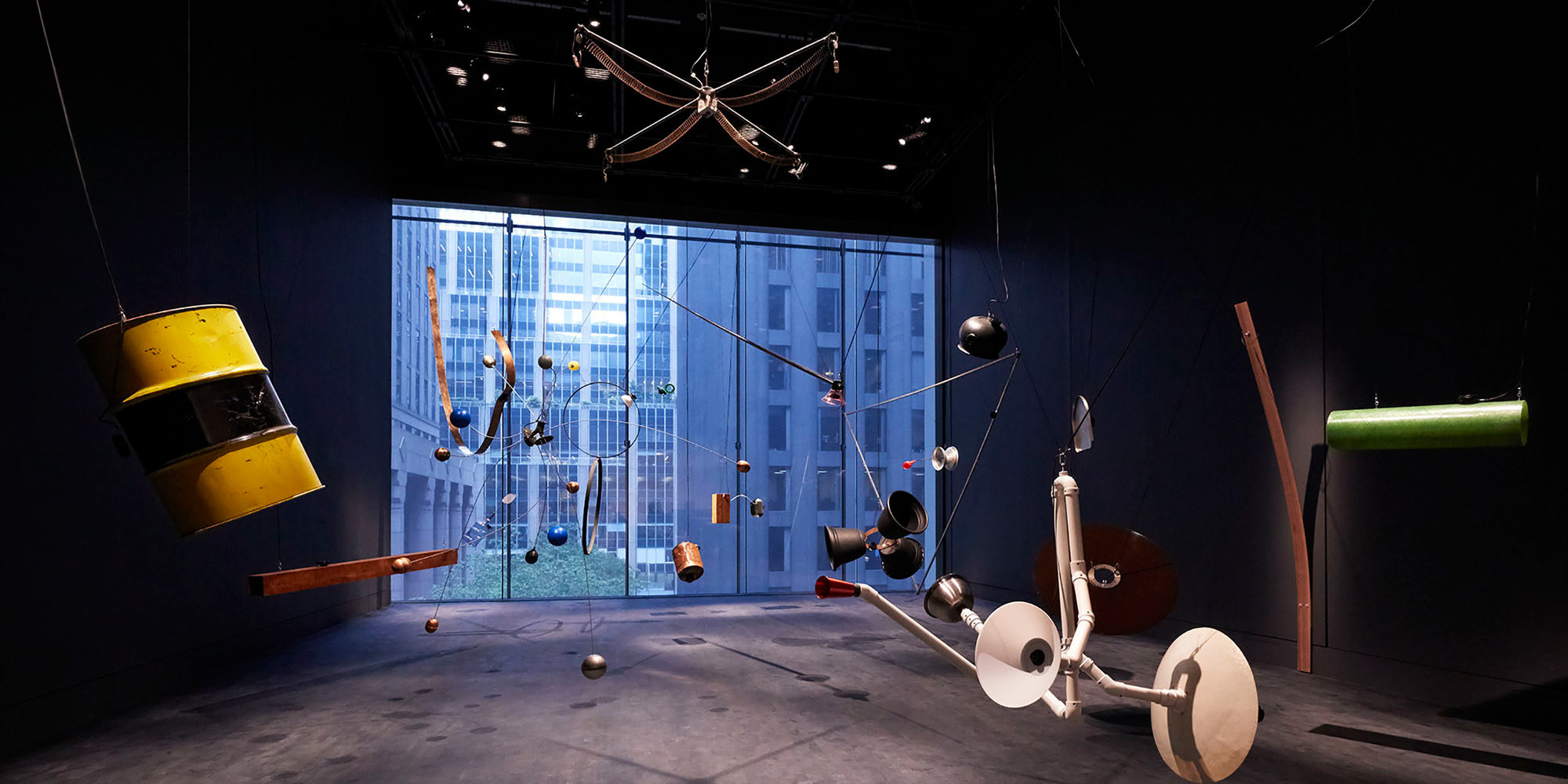 Rainforest V (variation 1). 1973/2015. Twenty objects, sound. Dimensions variable. Conceived by David Tudor, realized by Composers Inside Electronics, Inc. (John Driscoll, Phil Edelstein, and Matt Rogalsky). The Museum of Modern Art, New York. Committee on Media and Performance Art Funds. © 2019 David Tudor and Composers Inside Electronics Inc. Installation view, October 21, 2019–January 5, 2020, The Museum of Modern Art, New York. Image © 2019 The Museum of Modern Art. Photo: Heidi Bohnenkamp
