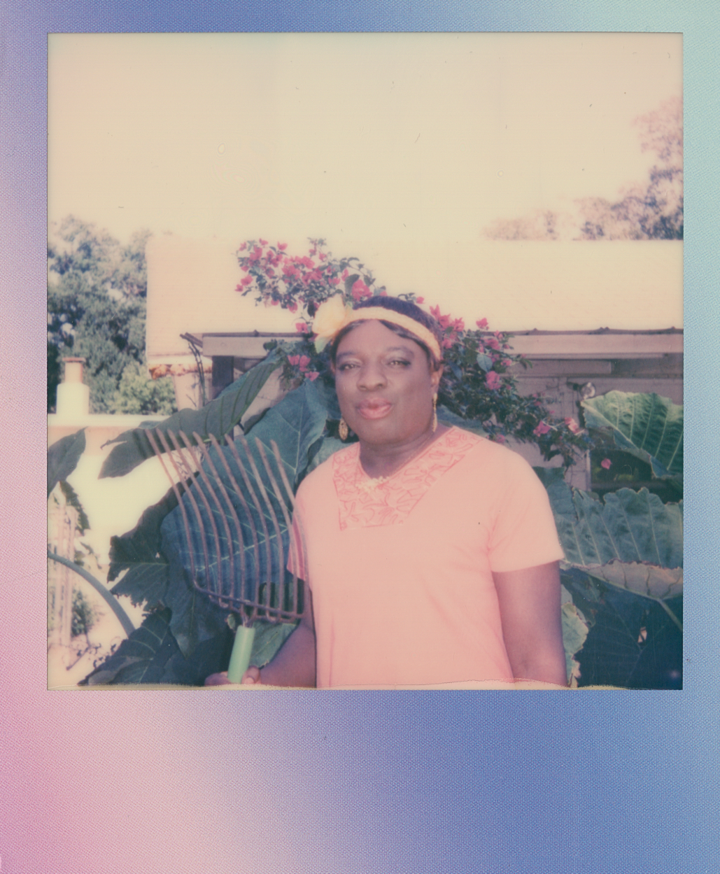 Polaroid of Florida Queen with rake