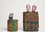 Nuha Al-Radi. Portrait of Zain Habboo. 1995. Painted metal canister and rock, 10 × 6″ (25.4 × 15.2 cm). Collection Aysar Akrawi. Photo: Kris Graves