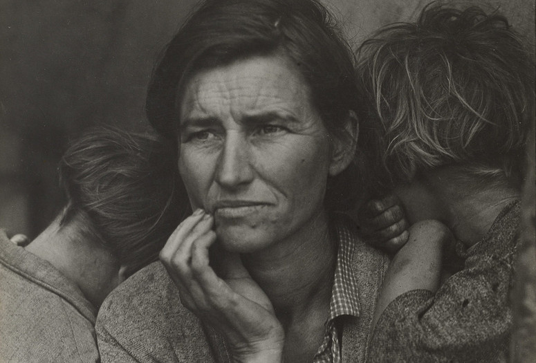 Dorothea Lange. Migrant Mother, Nipomo, California. March 1936. Gelatin silver print, 11 1/8 x 8 9/16" (28.3 x 21.8 cm). The Museum of Modern Art, New York. Purchase