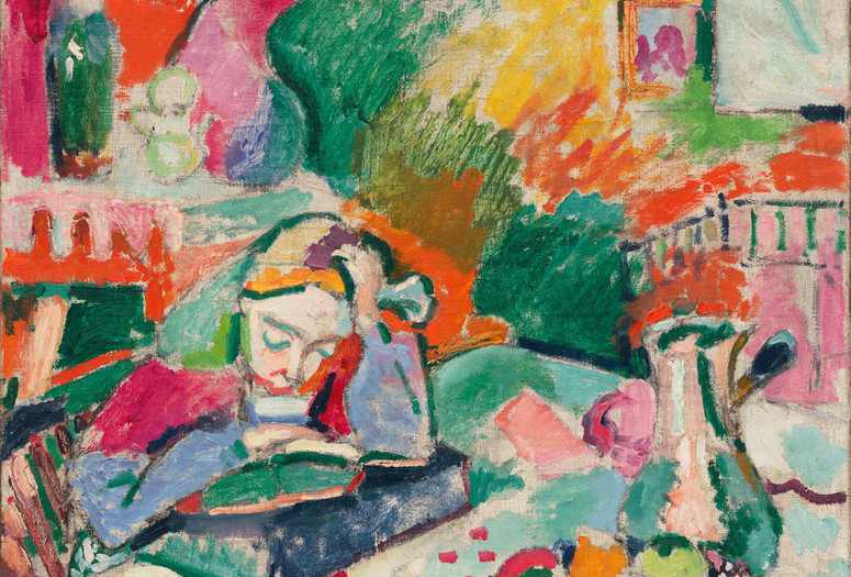 Henri Matisse. Interior with a Young Girl (Girl Reading). Paris 1905–06. Oil on canvas. 28 5/8 x 23 1/2″ (72.7 x 59.7 cm). The Museum of Modern Art, New York. Gift of Mr. and Mrs. David Rockefeller, 1991. Photo by Paige Knight. © 2019 Succession H. Matisse / Artists Rights Society (ARS), New York