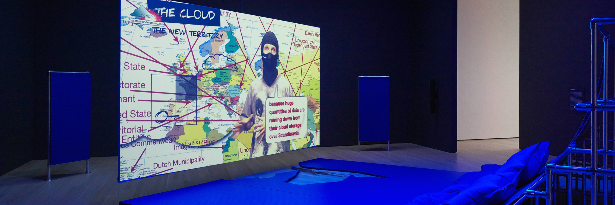 Hito Steyerl (German, born 1966). Liquidity Inc.. 2014. Video (color, sound; 30 min.) and architectural environment, Dimensions variable. Gift of the artist. The Museum of Modern Art, New York © 2019. Photographer: Denis Doorly