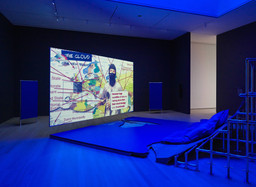 Hito Steyerl (German, born 1966). Liquidity Inc.. 2014. Video (color, sound; 30 min.) and architectural environment, Dimensions variable. Gift of the artist. The Museum of Modern Art, New York © 2019. Photographer: Denis Doorly
