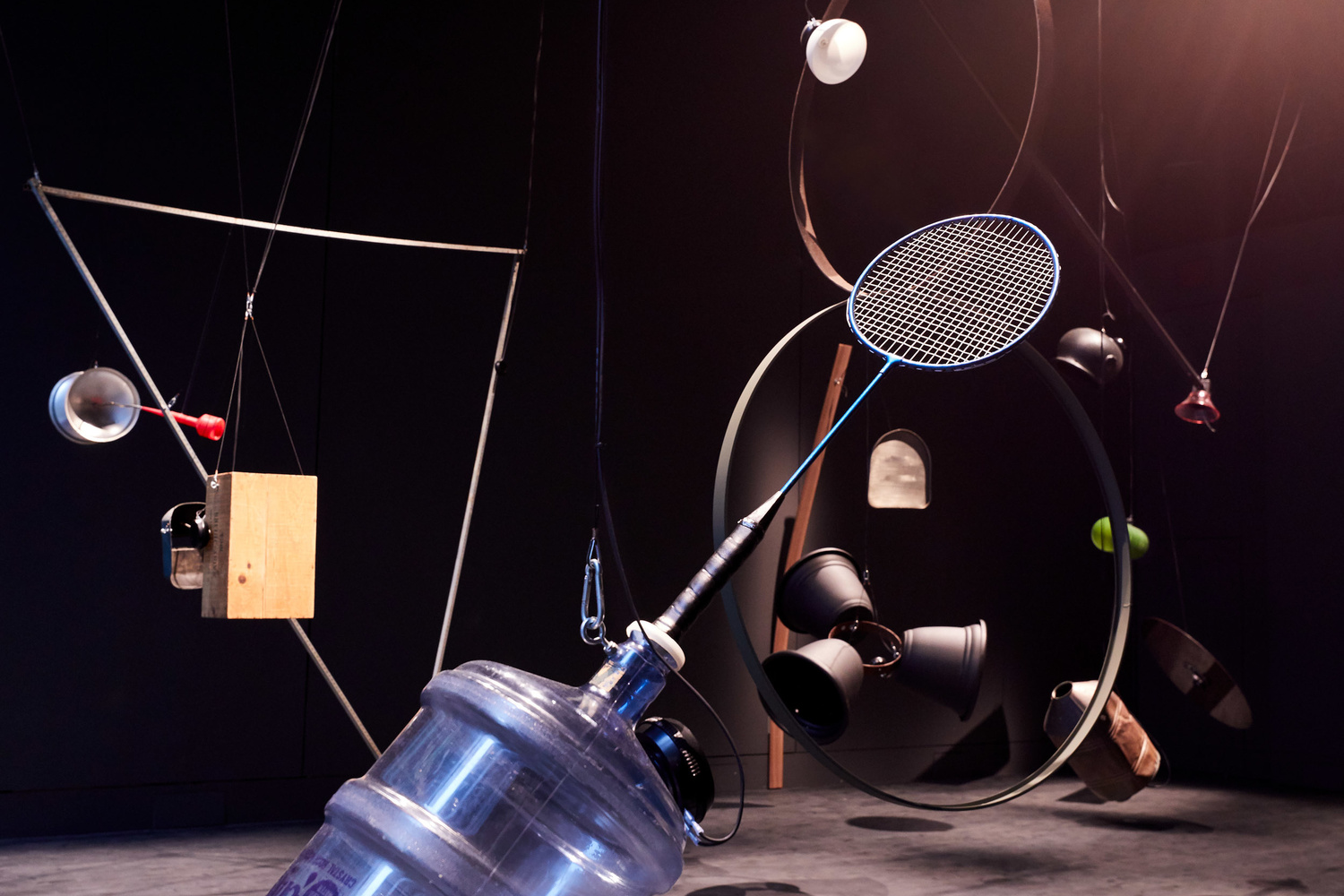 Rainforest V (variation 1). 1973/2015. Twenty objects, sound. Dimensions variable. Conceived by David Tudor, realized by Composers Inside Electronics, Inc. (John Driscoll, Phil Edelstein, and Matt Rogalsky). The Museum of Modern Art, New York. Committee on Media and Performance Art Funds. © 2019 David Tudor and Composers Inside Electronics Inc. Installation view, October 21, 2019–January 5, 2020, The Museum of Modern Art, New York. Image © 2019 The Museum of Modern Art. Photo: Heidi Bohnenkamp