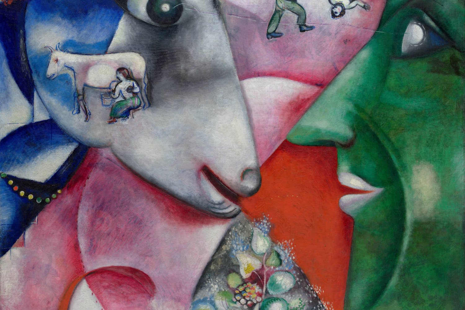 Marc Chagall. I and the Village. 1911. Oil on canvas. 6' 3 5/8" x 59 5/8" (192.1 x 151.4 cm). Mrs. Simon Guggenheim Fund. © 2019 Artists Rights Society (ARS), New York / ADAGP, Paris