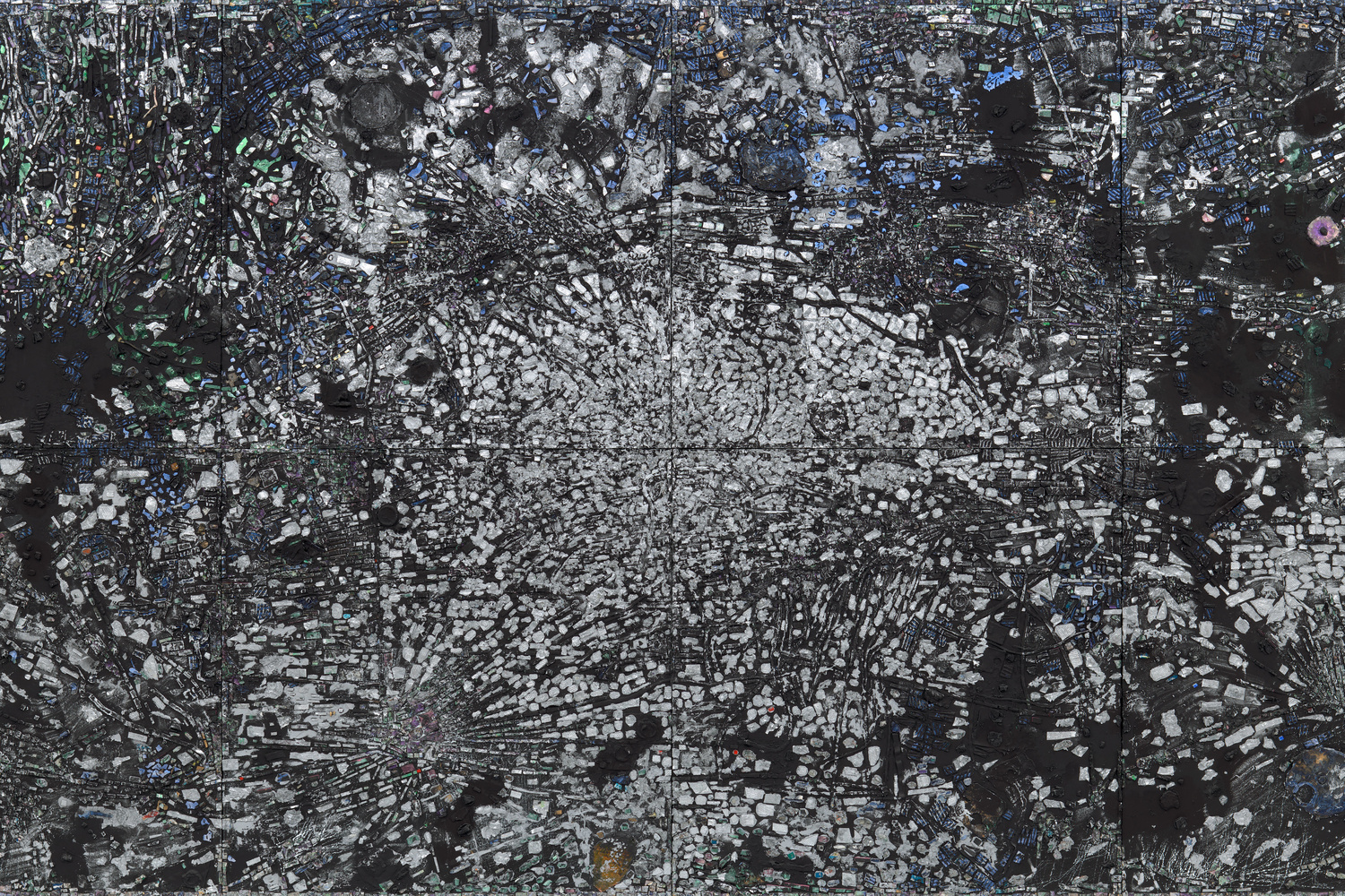 Jack Whitten. Atopolis: For Édouard Glissant. 2014. Acrylic on canvas, eight panels, overall 124 1/2 × 248 1/2" (316.2 × 631.2 cm). Acquired through the generosity of Sid R. Bass, Lonti Ebers, Agnes Gund, Henry and Marie-Josée Kravis, Jerry Speyer and Katherine Farley, and Daniel and Brett Sundheim