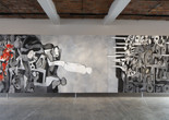 Installation view of Dia al-Azzawi, Mission of Destruction (2019) on view in the exhibition Theater of Operations: The Gulf Wars 1991–2011 at MoMA PS1, New York from November 3, 2019 to March 1, 2020. Photo by Matthew Septimus.