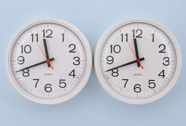 Felix Gonzalez-Torres. Untitled (Perfect Lovers). 1991. Clocks, paint on wall. Overall 14 x 28 x 2 ¾” (35.6 x 71.2 x 7 cm). Gift of the Dannheisser Foundation. © 2019 The Felix Gonzalez-Torres Foundation, Courtesy Andrea Rosen Gallery, New York