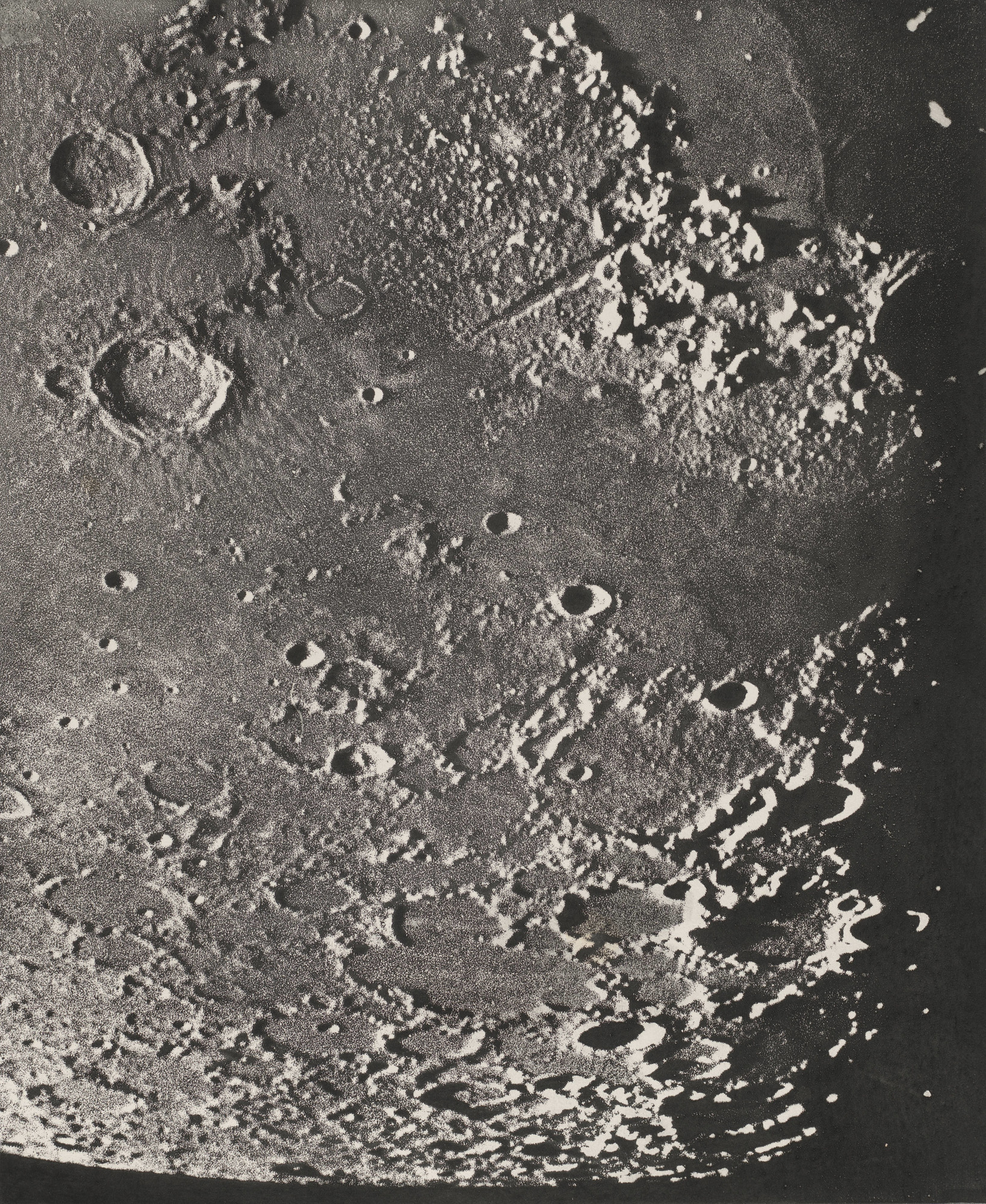 Maurice Loewy, Pierre Henri Puiseux. Lunar Photograph: Eudoxe, Mer du froid, Méton from Photographic Atlas of the Moon. 1903