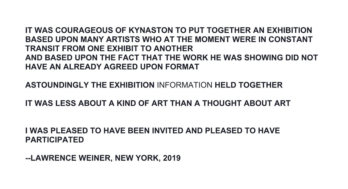 Lawrence Weiner’s 2019 reflection on Information