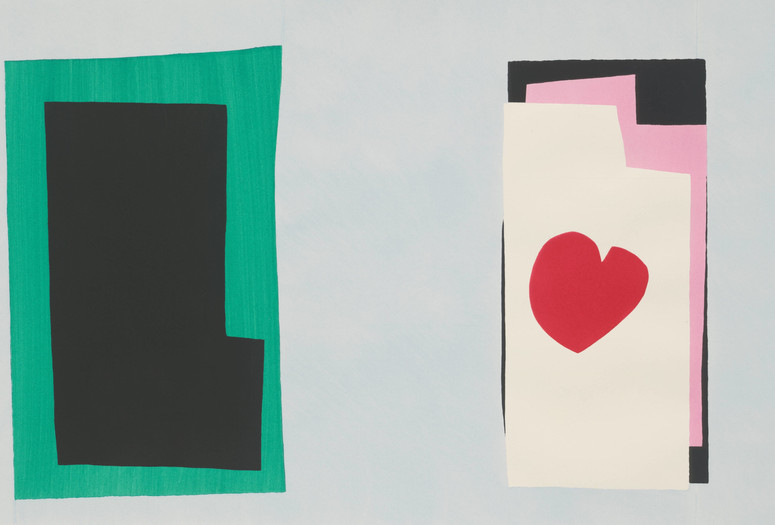 Henri Matisse. The Heart (Le Coeur) from Jazz. 1947. One from a portfolio of 20 pochoirs, composition (irreg.): 14 13/16 × 24" (37.7 × 61 cm); sheet: 16 9/16 × 25 11/16" (42.1 × 65.3 cm). Gift of the artist. © 2020 Succession H. Matisse/Artists Rights Society (ARS), New York