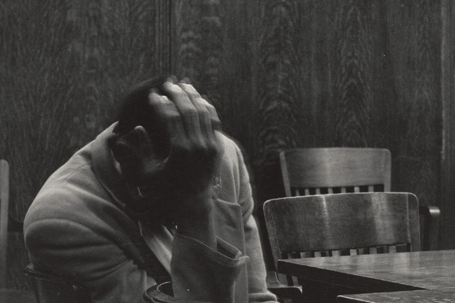 Dorothea Lange. The Defendant, Alameda County Courthouse, California. 1957. Gelatin silver print, 12 3/8 in. x 10 1/8 in. (31.4 x 25.8 cm). The Museum of Modern Art, New York. Purchase