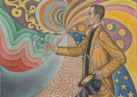 Paul Signac. Opus 217. Against the Enamel of a Background Rhythmic with Beats and Angles, Tones, and Tints, Portrait of M. Félix Fénéon in 1890. 1890. Oil on canvas. The Museum of Modern Art, New York. Gift of Mr. and Mrs. David Rockefeller, 1991. Photo by Jonathan Muzikar. © 2020 Artists Rights Society (ARS), New York / ADAGP, Paris