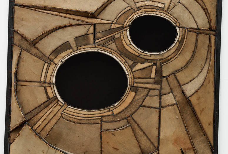 Lee Bontecou. Untitled. 1959. Welded steel, canvas, black fabric, soot, and wire. 58 1/8 x 58 1/2 x 17 3/8" (147.5 x 148.5 x 44 cm). Gift of Mr. and Mrs. Arnold H. Maremont. © 2019 Lee Bontecou