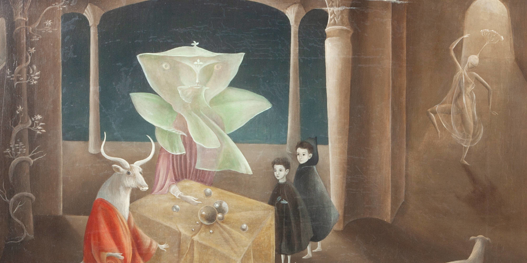 Leonora Carrington. And Then We Saw the Daughter of the Minotaur. 1953. Oil on canvas, 23 5/8 × 27 9/16" (60 × 70 cm). Gift of Joan H. Tisch (by exchange). © 2020 Leonora Carrington/Artists Rights Society (ARS), New York