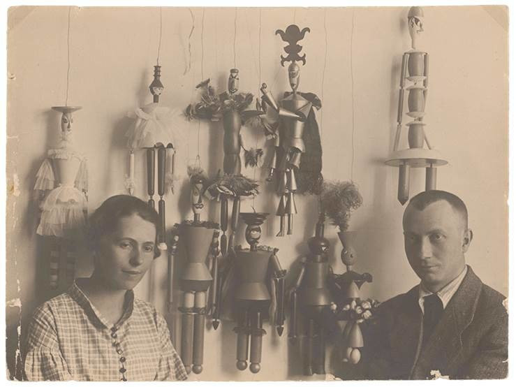 Sophie Taeuber and Hans Arp with puppets for König Hirsch (King Stag), by Carlo Gozzi, Zürich, 1918