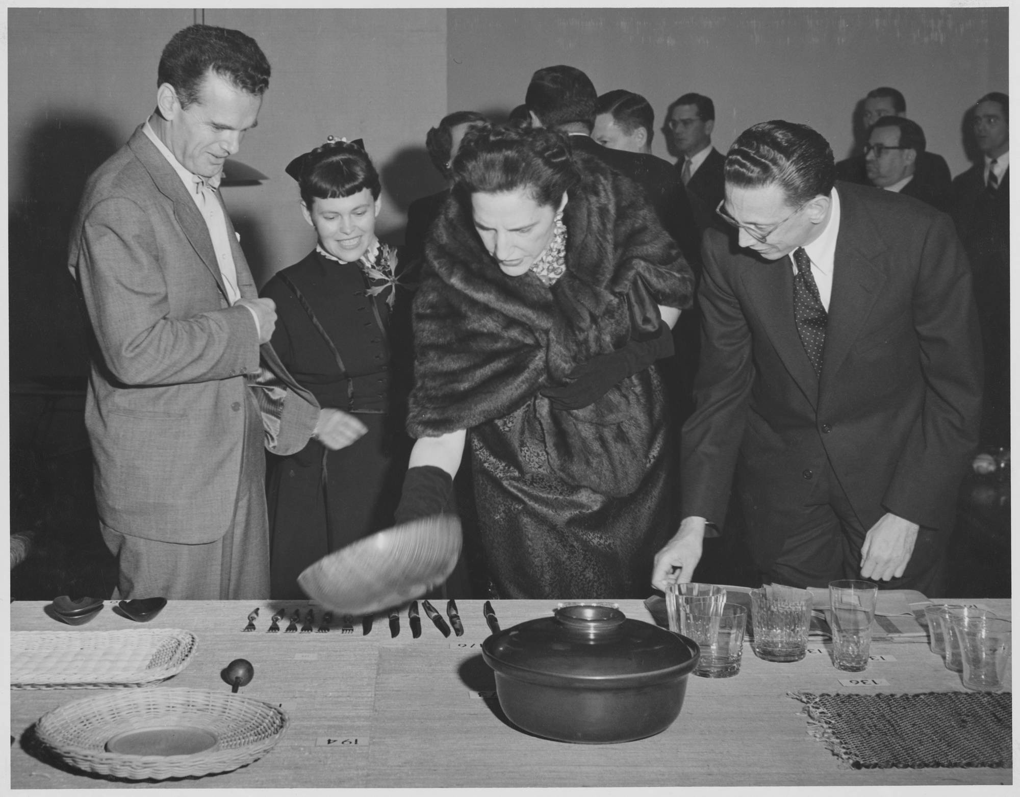 Charles Eames, Ray Eames, Dorothy Shaver, Edgar Kaufmann, Jr, at the MoMA exhibition Good Design, November 21, 1950–January 28, 1951