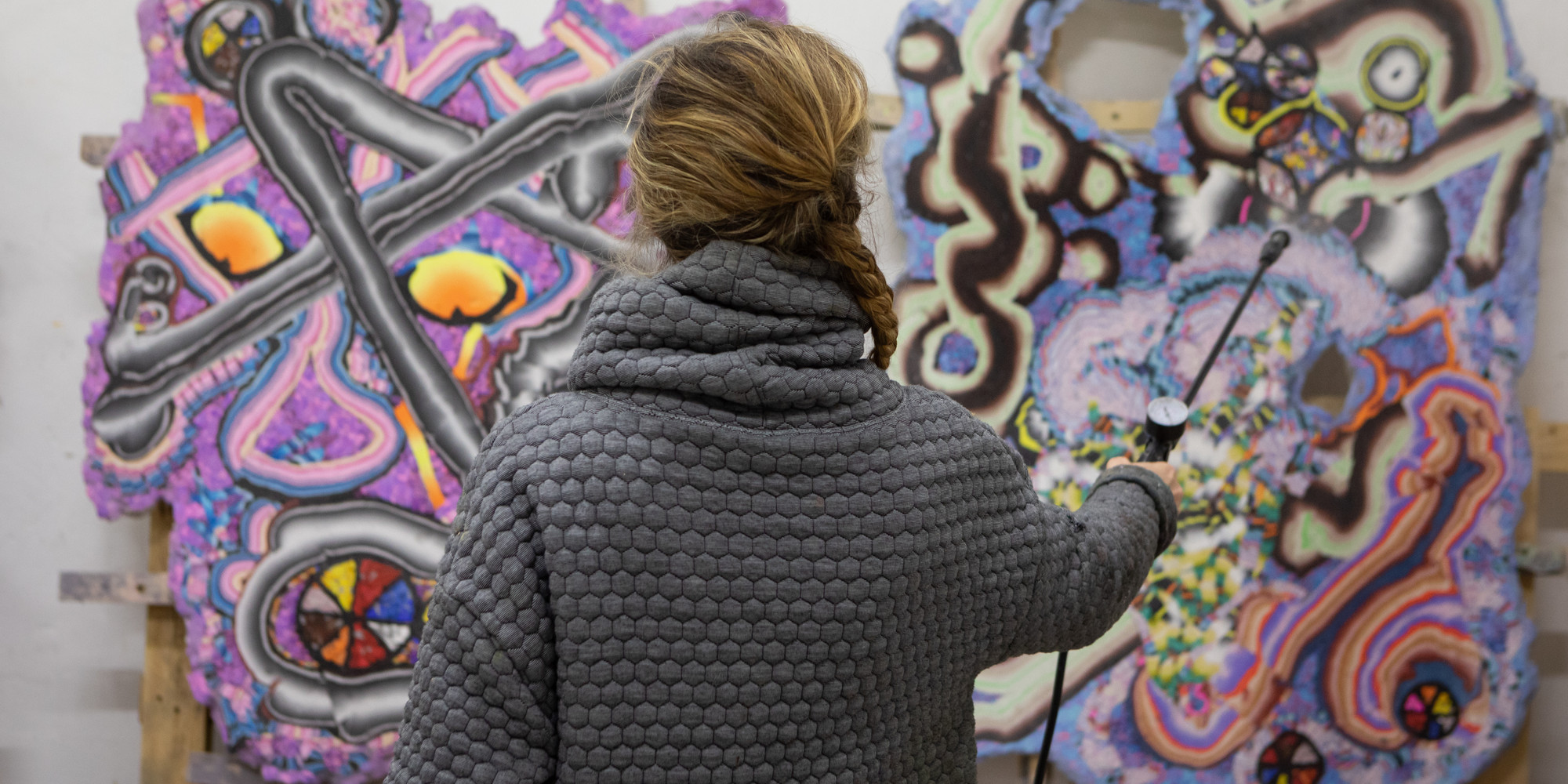 Kerstin Brätsch working on Fossil Psychics for Christa, 2019. Photo: Daniele Molajoli