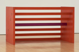 Donald Judd. Untitled. 1963/1975. Cadmium red light oil on wood and purple lacquer on aluminum. 48 × 83 × 48&#34; (121.9 × 210.8 × 121.9 cm). National Gallery of Canada, Ottawa. © 2020 Judd Foundation / Artists Rights Society (ARS), New York