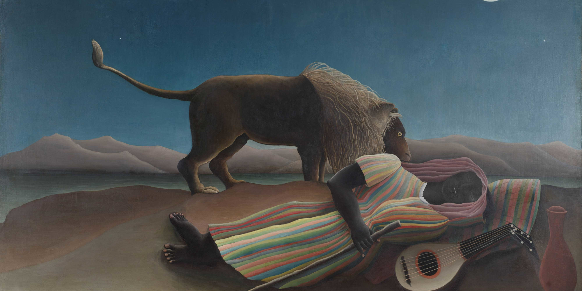 Henri Rousseau. The Sleeping Gypsy. 1897. Oil on canvas, 51" × 6' 7" (129.5 × 200.7 cm). Gift of Mrs. Simon Guggenheim