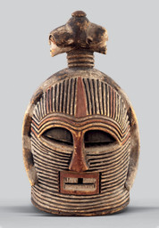 Unrecorded artist, Songye peoples, Democratic Republic of the Congo. Mask. 19th–early 20th century. Polychrome wood. 18 7/8 × 11 × 12 5/8" (48 × 28 × 32 cm). Musée d’Art Moderne de la Ville de Paris. Bequest of Dr. Maurice Girardin, 1953. © Musée d'Art Moderne / Roger-Viollet: Photo Eric Emo