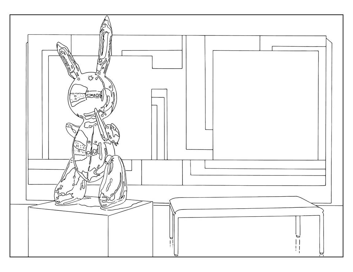 (Bunny) Sculpture and Painting (traced). 1999/2019