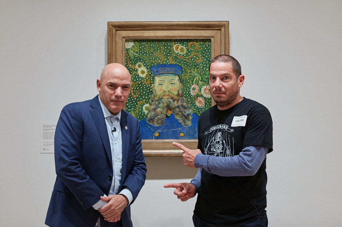 José Colon and Chemi Rosado-Seijo with Vincent Van Gogh’s Portrait of Joseph Roulin