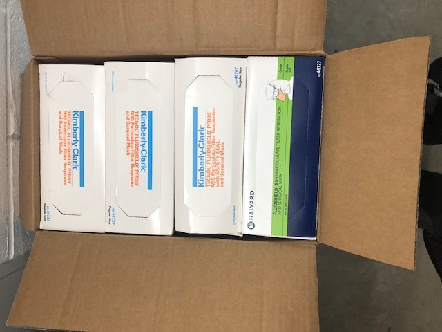 Boxes of N95 face masks gathered from MoMA facilities