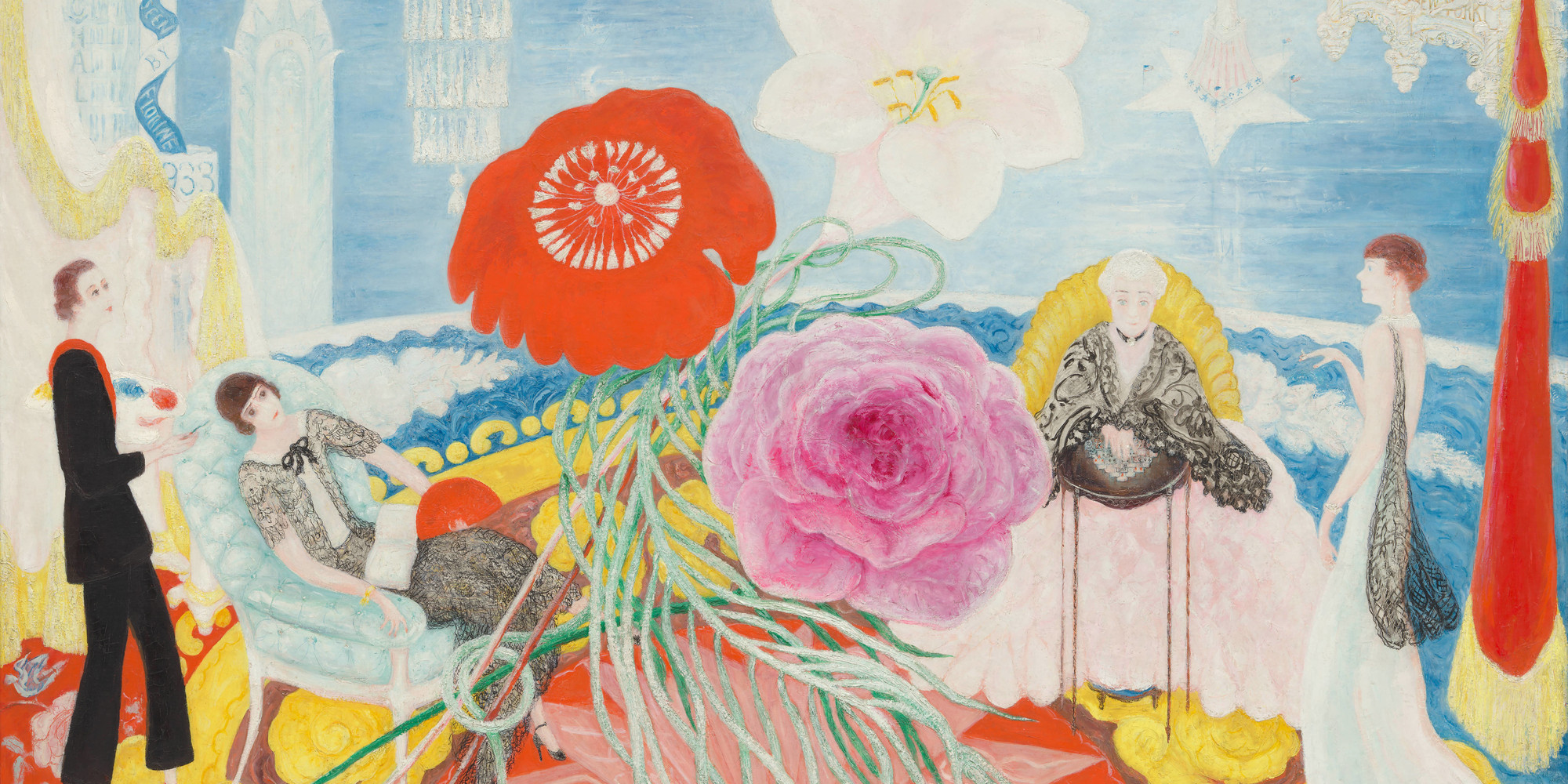 Florine Stettheimer. Family Portrait, II. 1933. Oil on canvas, 46 1/4 × 64 5/8" (117.4 × 164 cm). Gift of Miss Ettie Stettheimer. © Estate of Florine Stettheimer