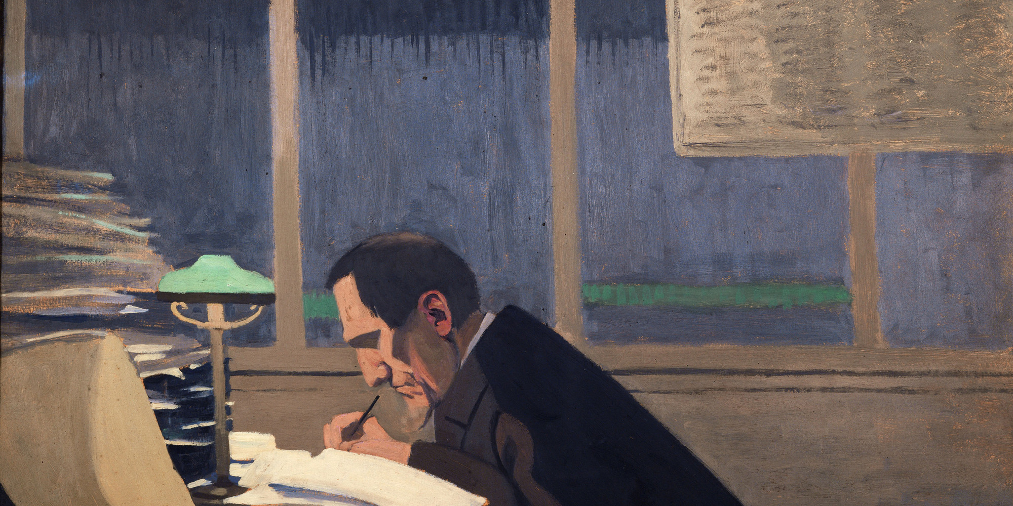 Félix Vallotton. Félix Fénéon at La Revue blanche. 1896. Oil on cardboard. Private collection