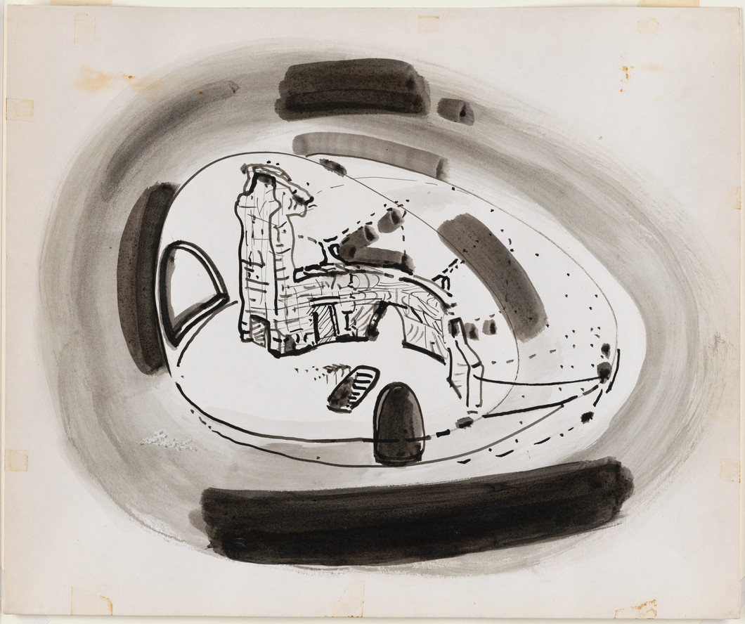 Frederick Kiesler. Endless House Project, Interior perspective. 1951