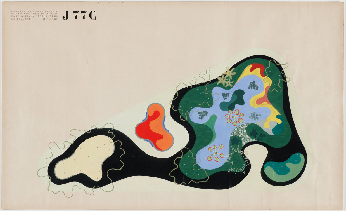 Roberto Burle Marx. Garden Design Saenz Peña Square, Rio de Janeiro, Brazil, Plan. 1948