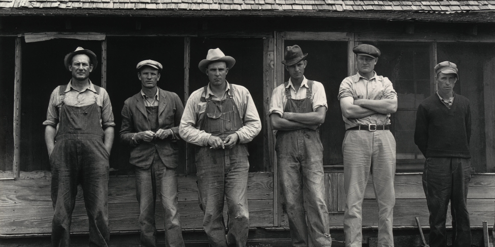 Dorothea Lange. Six Tenant Farmers without Farms, Hardeman County, Texas. 1937. Gelatin silver print, printed 1965, 12 15/16 × 16 5/8&#34; (32.9 × 42.2 cm). Purchase