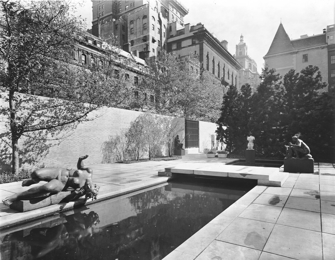 East view of the Abby Aldrich Rockefeller Sculpture Garden, 1953