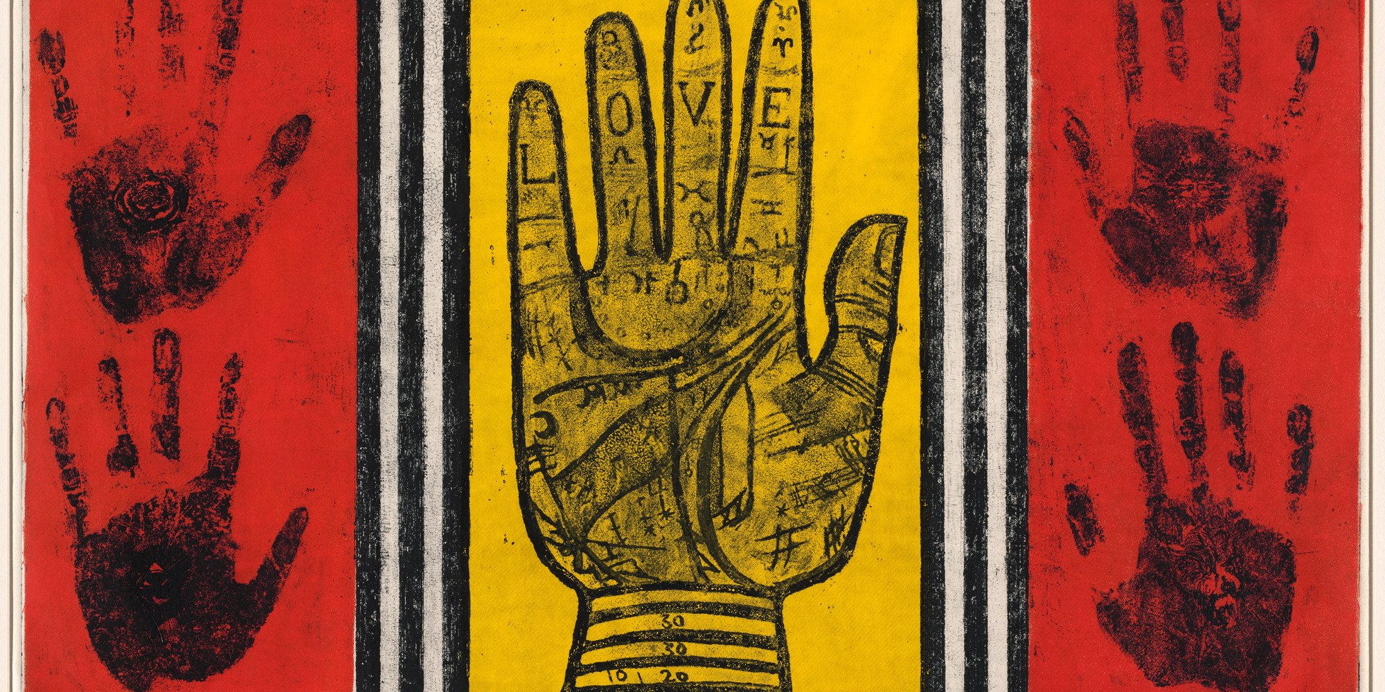 Betye Saar. Palm of Love. 1966. Etching with relief printing, plate: 17 15/16 × 23 3/4" (45.6 × 60.3 cm); sheet: 19 1/16 × 26 1/16" (48.4 × 66.2 cm). Committee on Drawings and Prints Fund