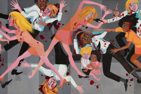 Faith Ringgold. American People Series #20: Die. 1967. Oil on canvas, two panels, 72 × 144&#34; (182.9 × 365.8 cm). Acquired through the generosity of The Modern Women&#39;s Fund, Ronnie F. Heyman, Glenn and Eva Dubin, Lonti Ebers, Michael S. Ovitz, Daniel and Brett Sundheim, and Gary and Karen Winnick