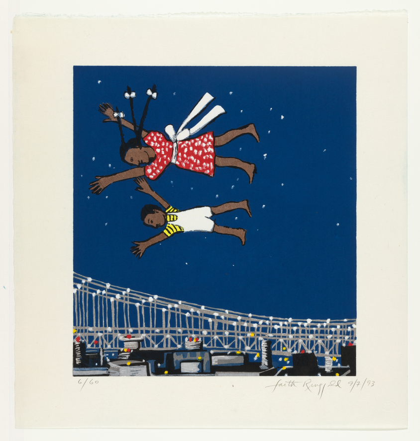 Faith Ringgold. Tar Beach Woodcut. 1993