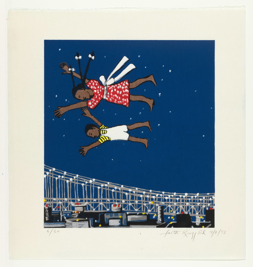 Faith Ringgold. Tar Beach Woodcut. 1993