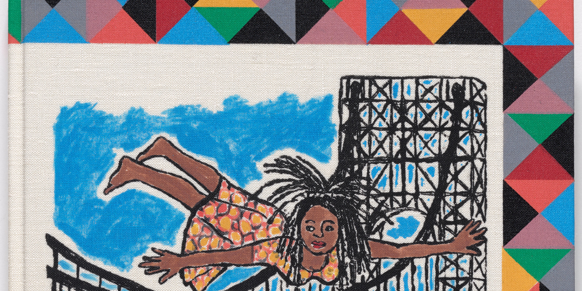 Faith Ringgold. Seven Passages to a Flight. 1995. Illustrated book with nine etchings with hand additions and pochoir on linen, including cover, overall (book, closed): 9 7/16 × 7 13/16 × 13/16" (24 × 19.9 × 2 cm); overall (clamshell box, closed): 10 3/16 × 8 3/8 × 1 7/16" (25.9 × 21.3 × 3.6 cm). Brighton Press, San Diego. Brighton Press, San Diego. The Ralph E. Shikes Fund. © 2020 Faith Ringgold/Artists Rights Society (ARS), New York