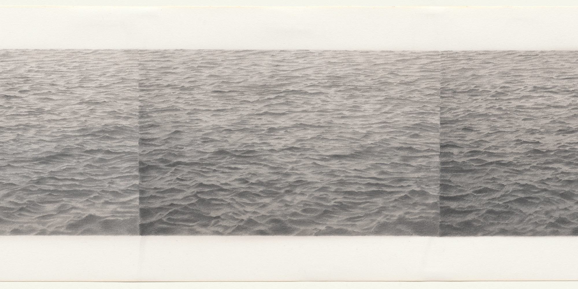 Vija Celmins. Ocean: 7 Steps #2. 1973. Graphite on acrylic ground on paper, 11 3/4 × 98 3/8" (29.8 × 249.9 cm). Gift of Edward R. Broida. © 2020 Vija Celmins