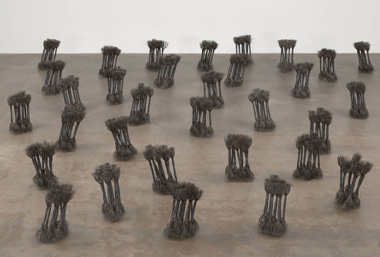 Maren Hassinger. Leaning. 1980. Wire rope and wire, 32 bundles, ach 16" (40.6 cm) high. Acquired through the generosity of The Modern Women’s Fund and Ronnie Heyman. © Maren Hassinger