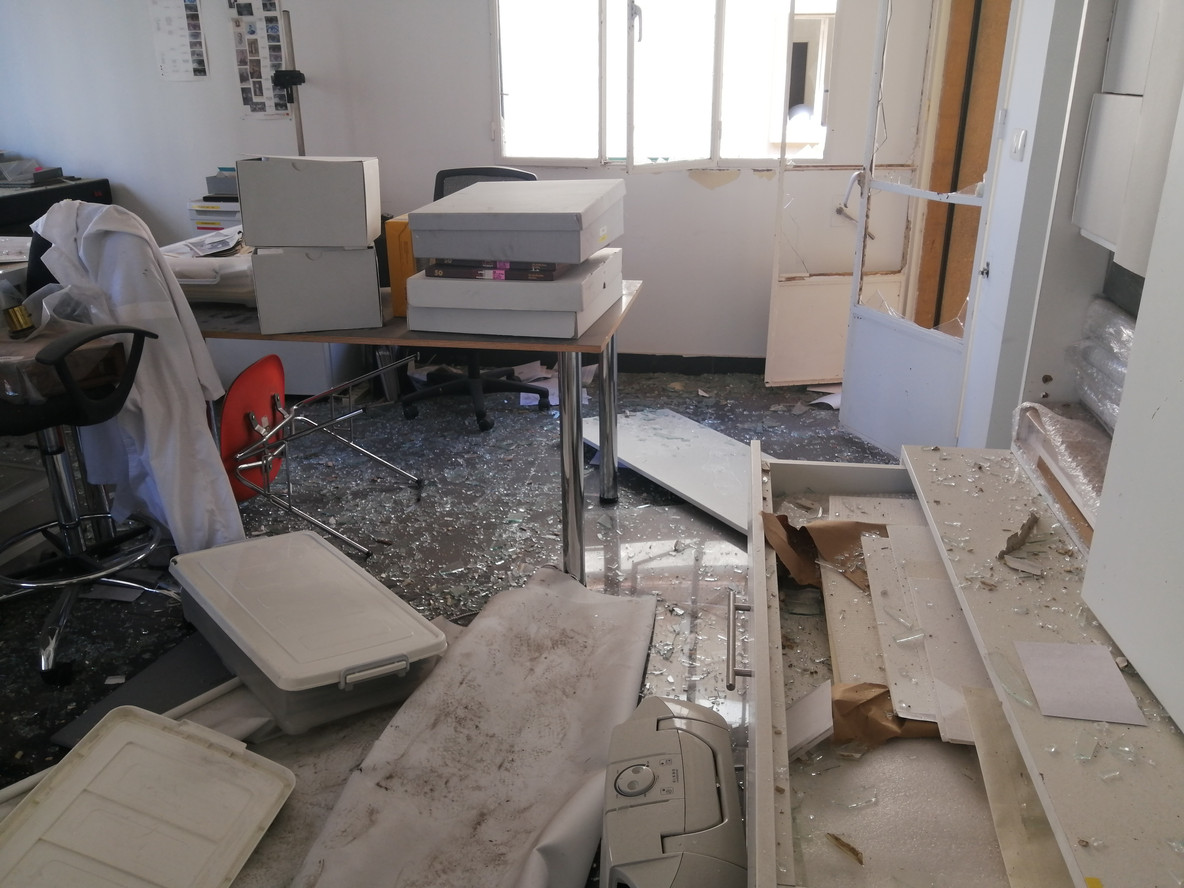 Damage to the Arab Image Foundation’s Beirut offices