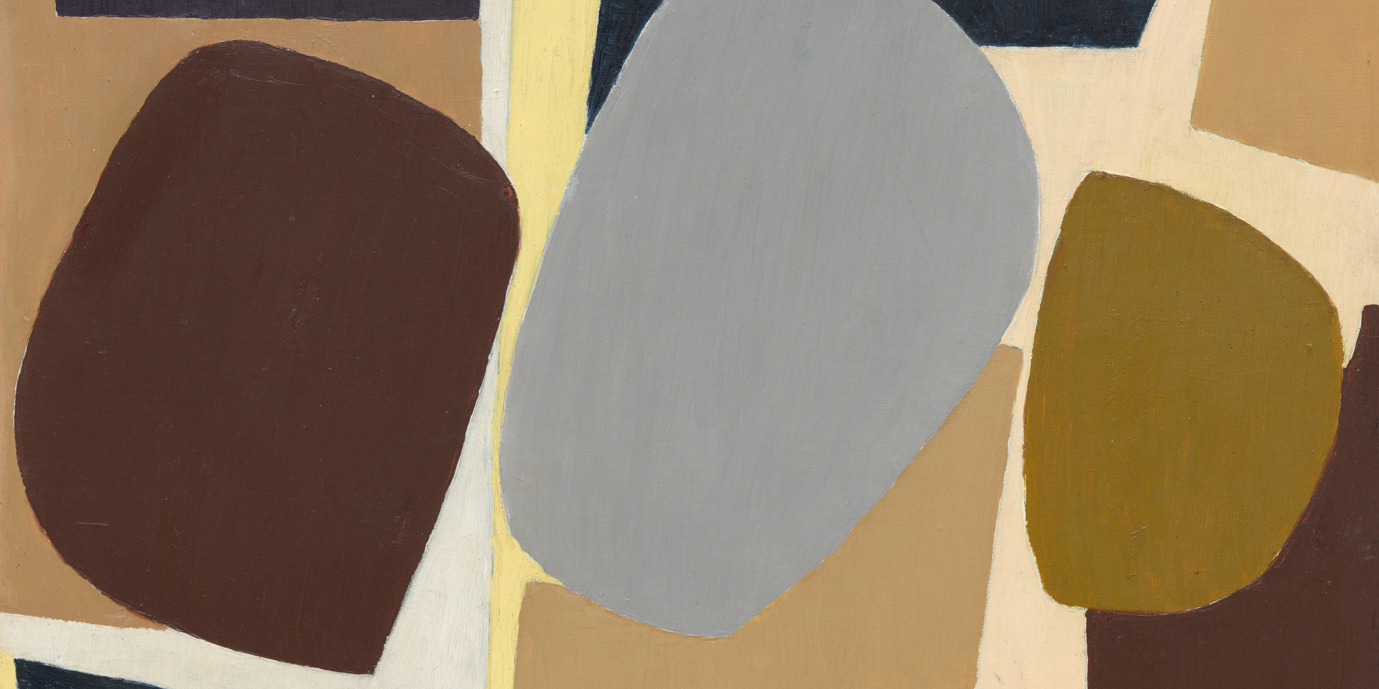 Saloua Raouda Choucair. Composition with Pebbles. 1959. Oil on panel, 13 1/2 × 17 1/4&#34; (34.3 × 43.8 cm). The Riklis Collection of McCrory Corporation (by exchange)