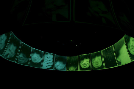 Shuzo Azuchi Gulliver. Cinematic Illumination. 1968–69. 1,350 black-and-white slides, 108 color gels, disco ball, and sound, 114:45 min., looped. The Museum of Modern Art, New York. Acquired through the generosity of Marie-Josée and Henry Kravis. Video still, installation view, The Museum of Modern Art, August 27, 2020–April 18, 2021. Video: Oresti Tsonopoulos. © 2020 The Museum of Modern Art