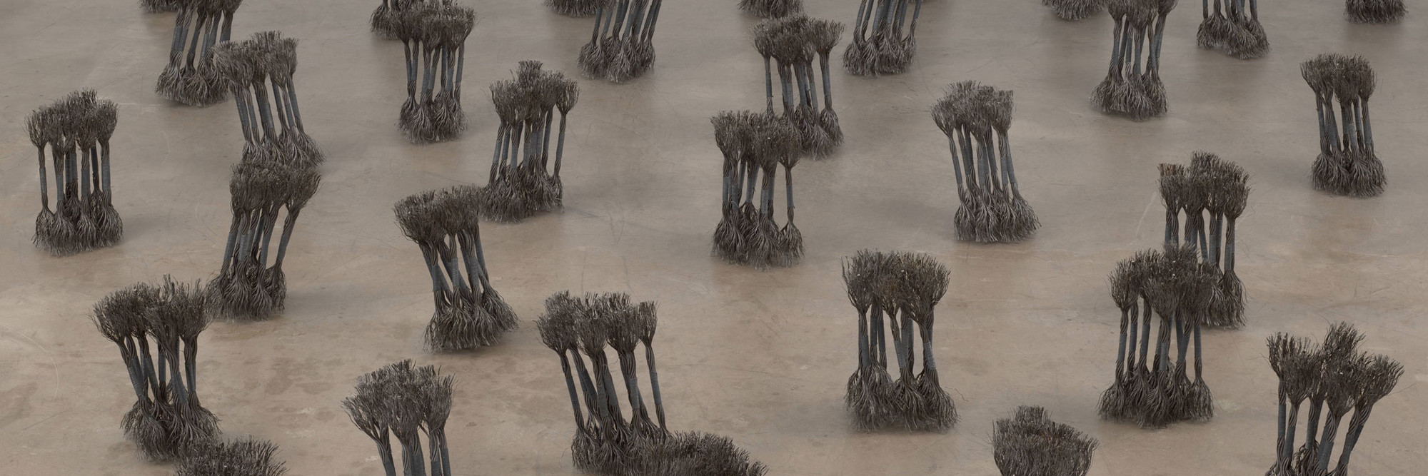 Maren Hassinger. Leaning. 1980. Wire rope and wire, 32 bundles, ach 16" (40.6 cm) high. Acquired through the generosity of The Modern Women’s Fund and Ronnie Heyman. © Maren Hassinger