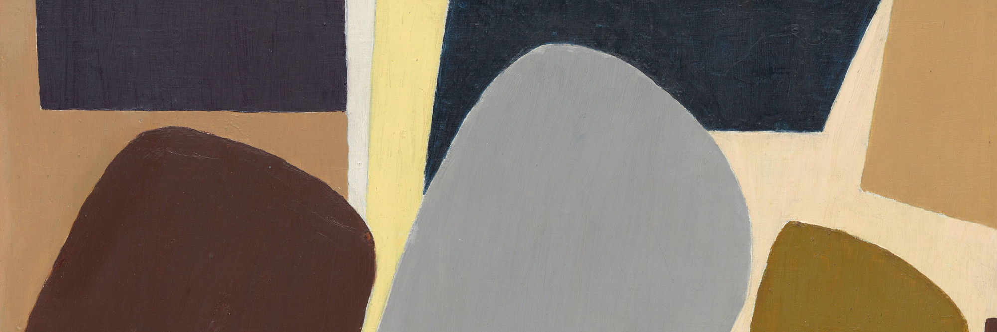 Saloua Raouda Choucair. Composition with Pebbles. 1959. Oil on panel, 13 1/2 × 17 1/4&#34; (34.3 × 43.8 cm). The Riklis Collection of McCrory Corporation (by exchange)
