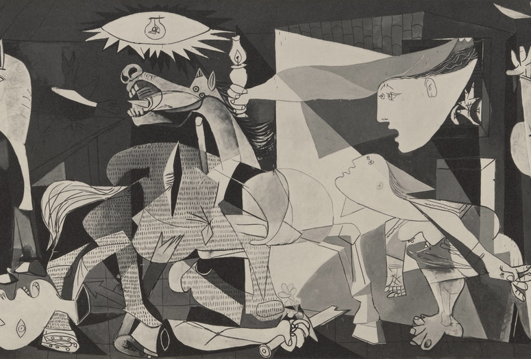 Ansel Adams. Picasso’s Guernica. 1942. Gelatin silver print. The Museum of Modern Art, New York. Departmental Collection. © 2016 The Ansel Adams Publishing Rights Trust. © 2016 Estate of Pablo Picasso/Artists Rights Society (ARS), New York