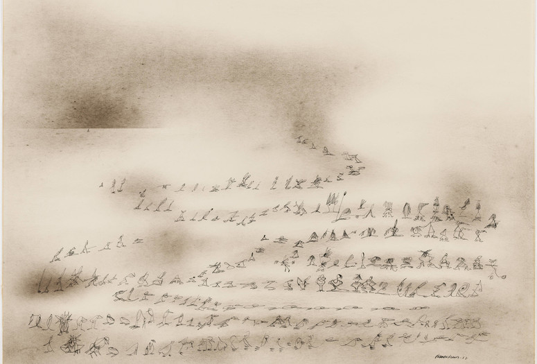 Norman Lewis. The Messenger. Charcoal and ink on paper, 26 x 30 3/8" (66.1 x 77.3 cm). Gift of Blanchette Hooker Rockefeller