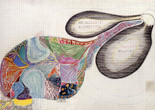 Juan Downey. Being alone, sharing. 1975. From the series Mi casa en la playa. Graphite and colored pencil on paper, 33 1/4 x 46 3/8. Courtesy of the Estate Juan Downey