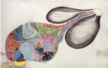 Juan Downey. Being alone, sharing. 1975. From the series Mi casa en la playa. Graphite and colored pencil on paper, 33 1/4 x 46 3/8. Courtesy of the Estate Juan Downey
